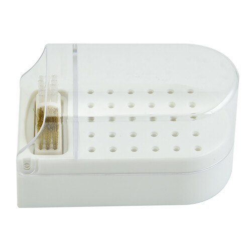 (White) 30-Hole Dustproof Transparent Display Box for Nail Drill Bits