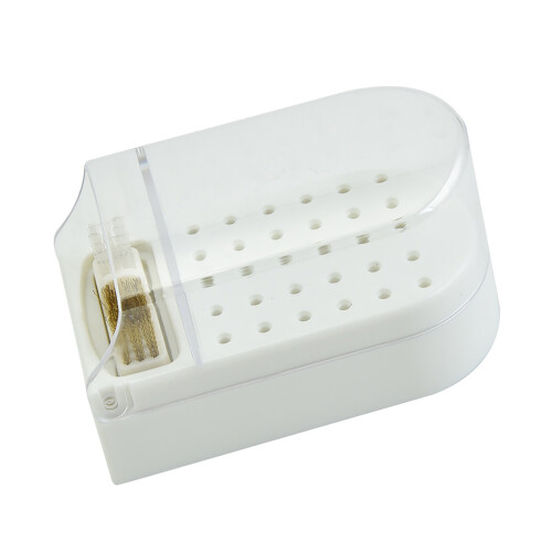 (White) 30-Hole Dustproof Transparent Display Box for Nail Drill Bits 1