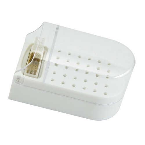 (White) 30-Hole Dustproof Transparent Display Box for Nail Drill Bits 2