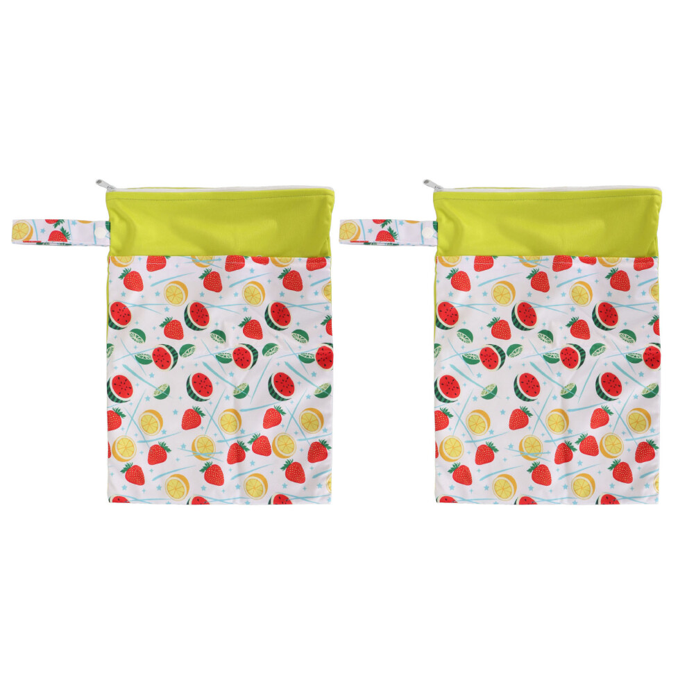 (G21) Baby Cloth Diaper Wet Dry Bags 2 Zippered Pockets 25x35cm G20