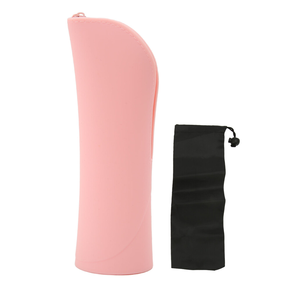 Travel Makeup Brush Holder Silicone Large Dustproof Zipper Pouch Pink