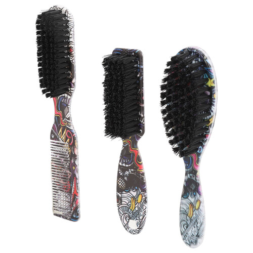 3pcs Men's Beard Brush Set w/ Comb & Oil 2