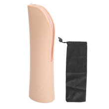 Khaki Zipper Silicone Makeup Brush Holder