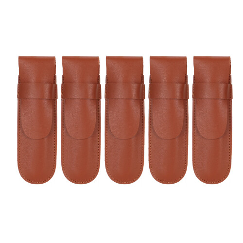 5Pcs Brown Clipper Case Portable Barber Sheath