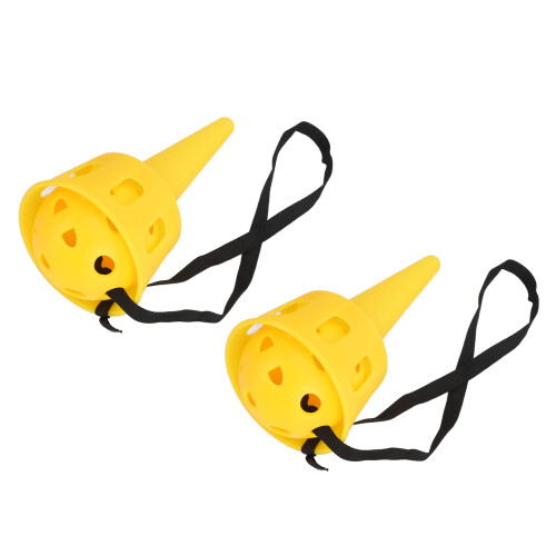 (Yellow) 2 Set Plastic Catch Ball Set Matte Yellow Kids Reflexivity Exercise 1