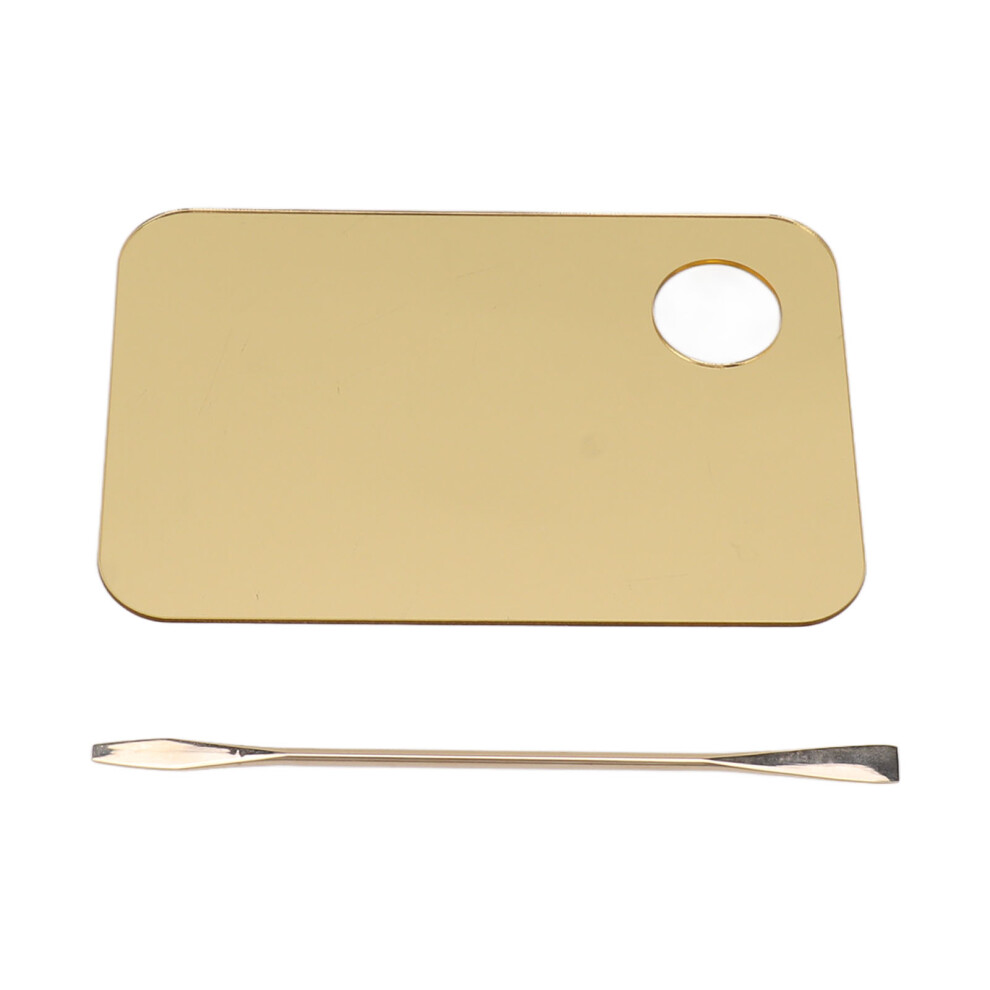 Gold/Cream Acrylic Makeup Mixing Palette With Spatula For Nail Art