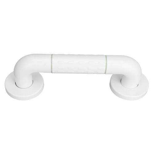 (White) 29cm Stainless Steel Bathroom Grab Bar White 2