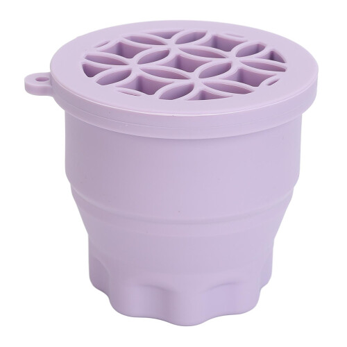 (Purple) Silicone Makeup Brush Cleaner with Drying Rack