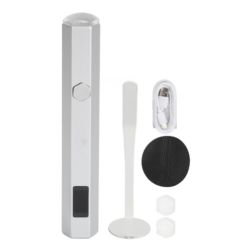 (Silver) Portable Mini LED Nail Lamp 2-Gear Magnetic