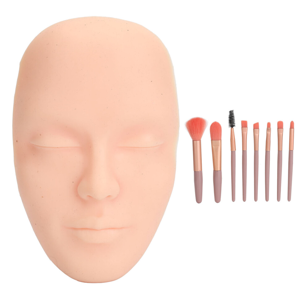 Light/Dark ( Skin Color) Makeup Practice Face Kit 3D Realistic Full Face 8Pcs Brush Skin