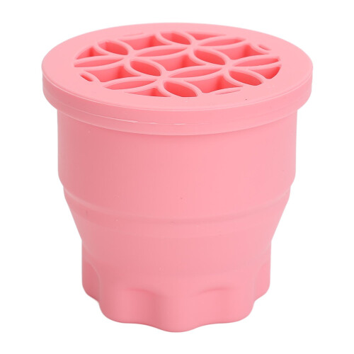 (Pink) Silicone Makeup Brush Cleaner with Drying Rack 1