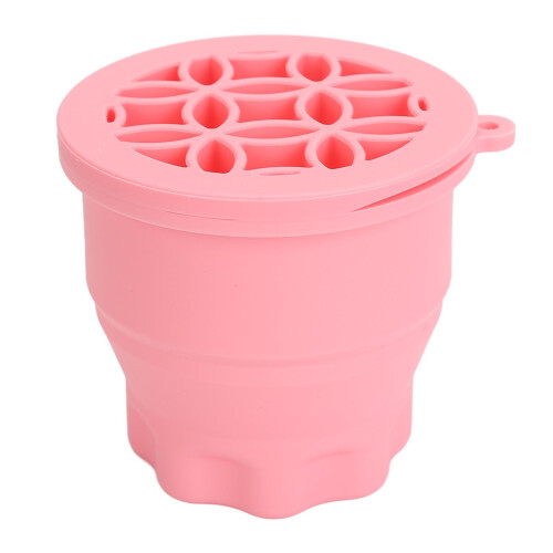 (Pink) Silicone Makeup Brush Cleaner with Drying Rack 2