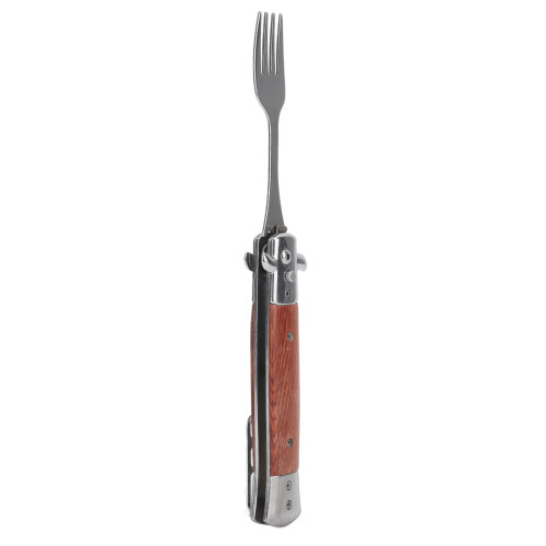 Spring Fork Rosewood Handle Stainless Steel Foldable for Camping 1
