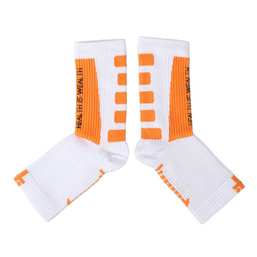 (White and Orange) Calzini compressione caviglia bianchi arancioni