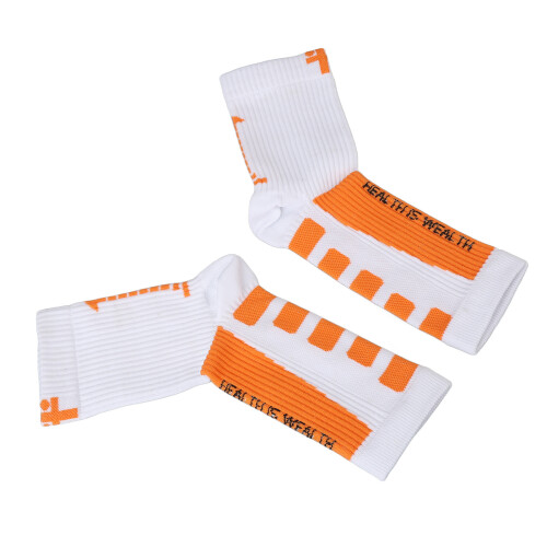 (White and Orange) Calzini compressione caviglia bianchi arancioni 1