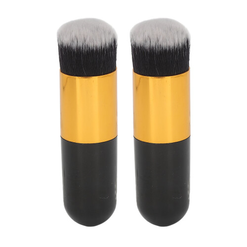 2x Chubby Makeup Brushes Soft Synthetic Black/Gold