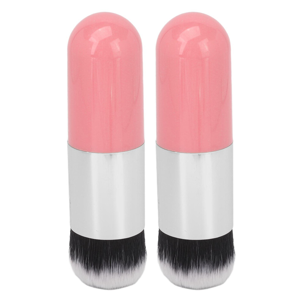 Pink/Silver 2Pcs Foundation Brush Soft Portable Makeup Tool