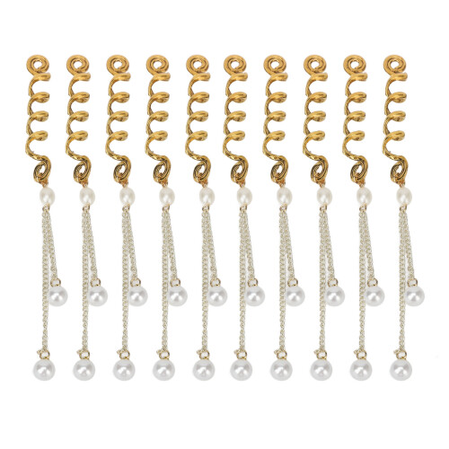 10x Kunstperlen-Haarringe Gold