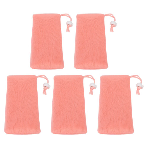 5x Mesh Soap Pouch Exfoliating Foam Net Pink 1