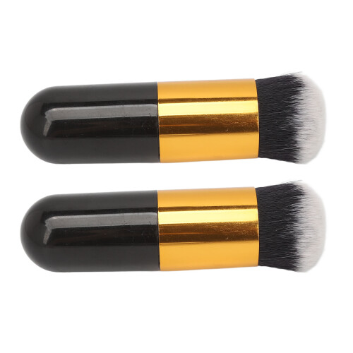 2x Chubby Makeup Brushes Soft Synthetic Black/Gold 2