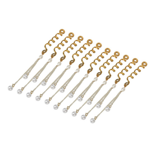 10x Kunstperlen-Haarringe Gold 1