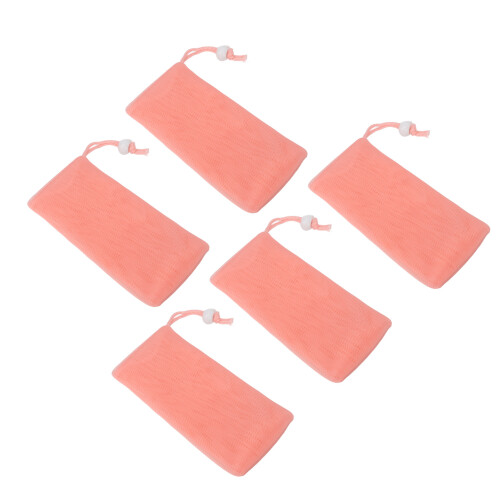 5x Mesh Soap Pouch Exfoliating Foam Net Pink 2