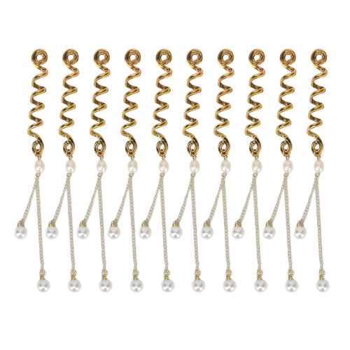 10x Kunstperlen-Haarringe Gold 2
