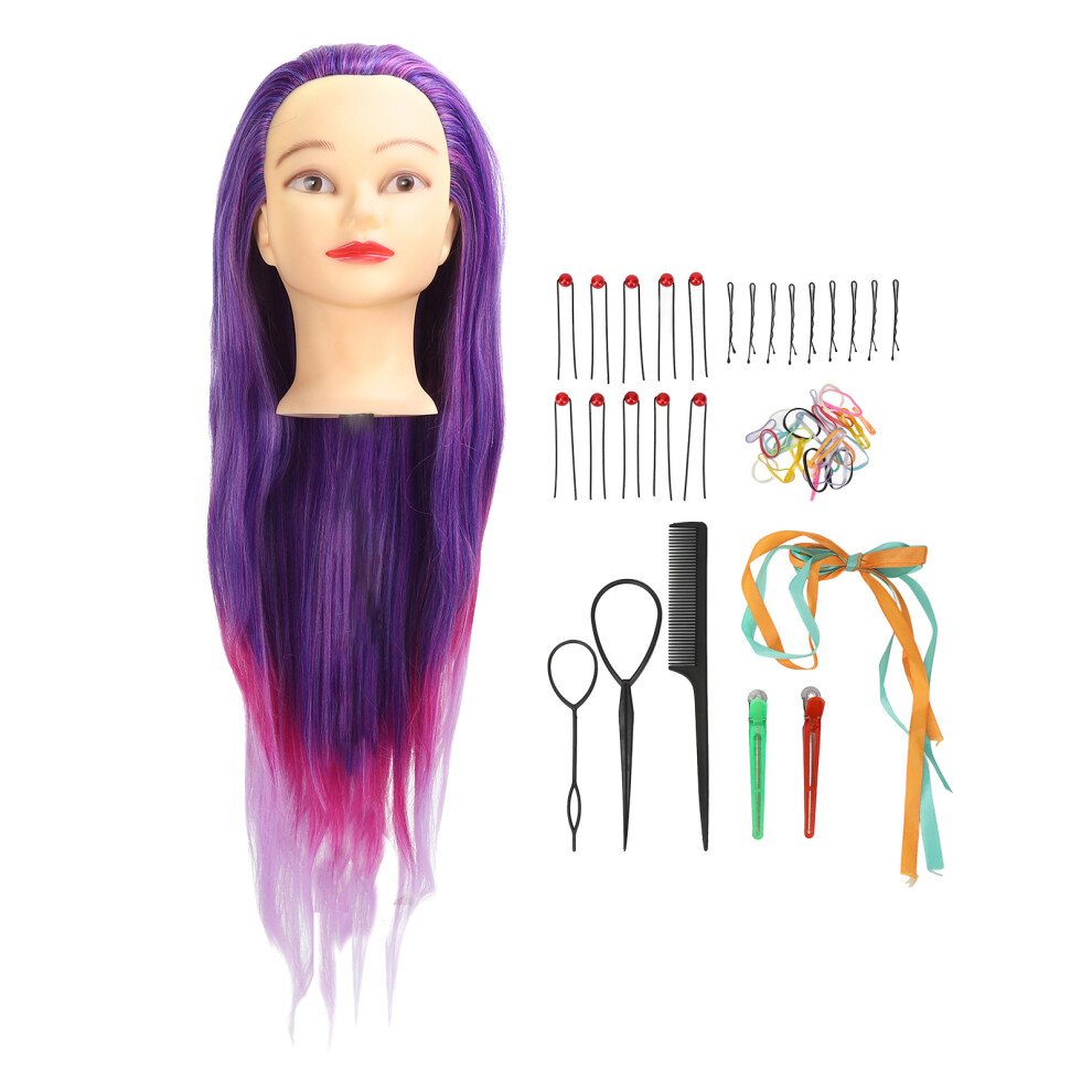 Purple Pink Gradient Hair Mannequin Head Hairstyling Training