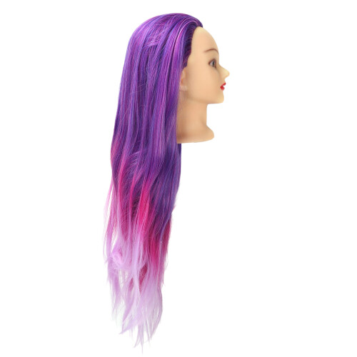 Purple-Pink Gradient Wig Head Hairstyling Training 1