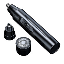 (Black Double Head Blades) Elektrische Neus/Oor Trimmer Dubbele Kop RVS Wit