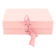 (Pink) Opvouwbare Herbruikbare Cadeaubox met Lint Wit