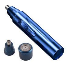 (Blue Double Head Blades) Elektrische Neus/Oor Trimmer Dubbele Kop RVS Wit
