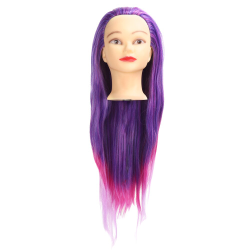 Purple-Pink Gradient Wig Head Hairstyling Training 2