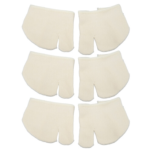 3 Pairs Front Toe Split Socks Soft Breathable Milk White