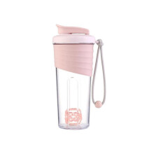 (pink) 24oz Large-Capacity Grey Protein Shaker Bottle with Creative Strap