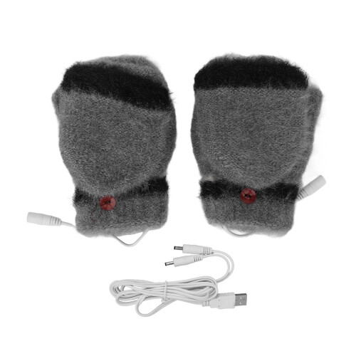 (Grey) USB-Heizhandschuhe beidseitig heizen fingerlos pink