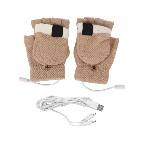 (Khaki) USB-Heizhandschuhe waschbar Outdoor hellgrau
