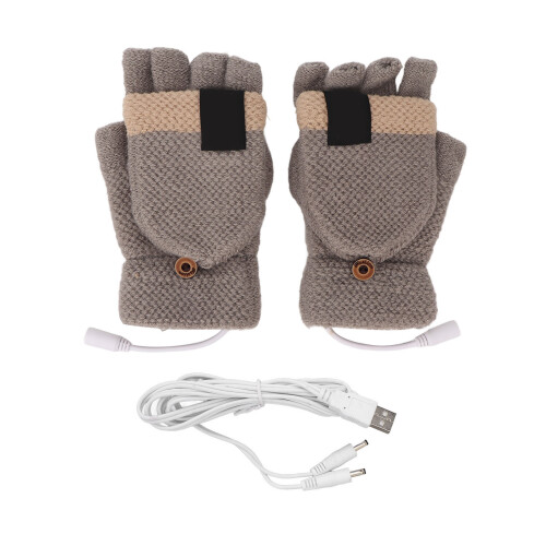 (Light Gray) USB-Heizhandschuhe waschbar Outdoor hellgrau
