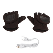 (Black) USB-Heizhandschuhe Doppelwärme Halbfinger Waschbar