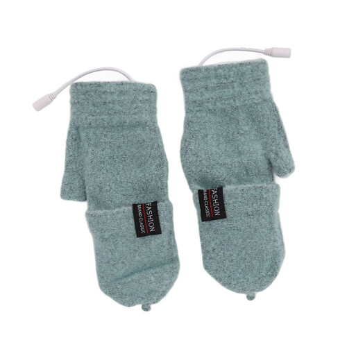 (Green) USB-Elektrische Handschuhe Doppelseitig Warm Silbergrau 2