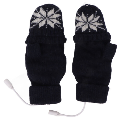 (Blue) USB-Heizhandschuhe Halbfinger Carbon Fiber Warm Blau 1