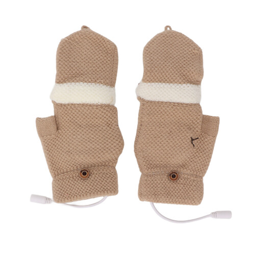 (Khaki) USB-Heizhandschuhe waschbar Outdoor hellgrau 2