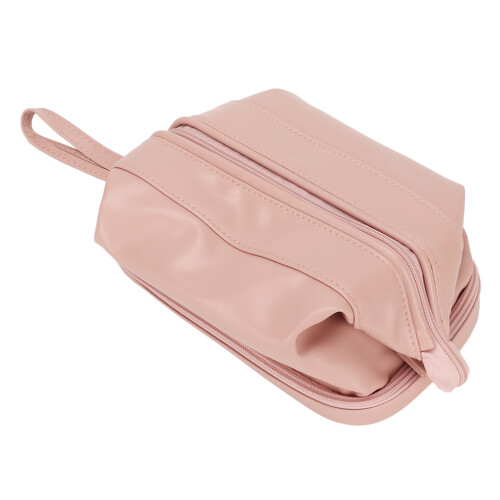 Large Pink PU Leather Travel Makeup Bag 2