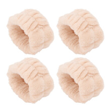 2 Paar Waschstirnband Flanell Absorbierend Cremeweiß