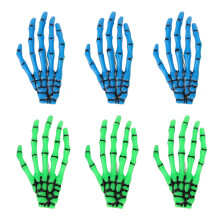 6x Knochen-Haarclips Blau/Grün Halloween Cosplay