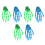 6x Knochen-Haarclips Blau/Grün Halloween Cosplay 3