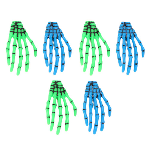6x Knochen-Haarclips Blau/Grün Halloween Cosplay 2
