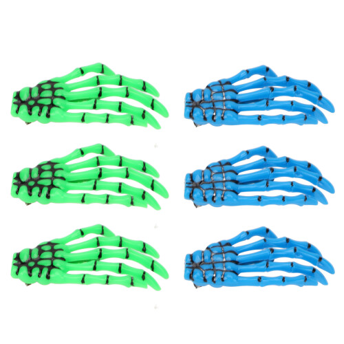 6x Knochen-Haarclips Blau/Grün Halloween Cosplay 1