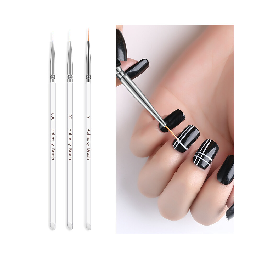 3 PCS Double Ended Nail Liner Brushes Transparent Portable