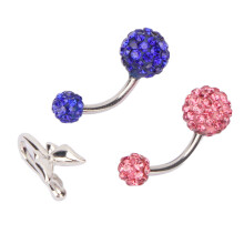 3x navelring legering strass draaiend